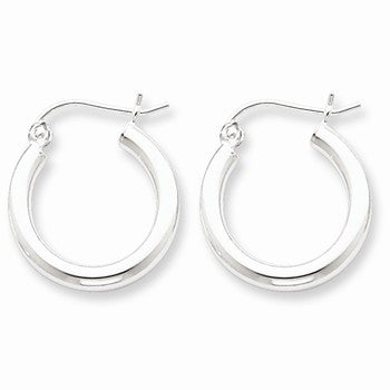Sterling Silver Rhodium-plated 2.5mm Tube Hoop Earrings