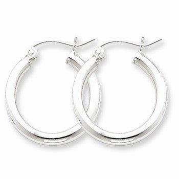 Sterling Silver Rhodium-plated 2.5mm Round Hoop Earrings