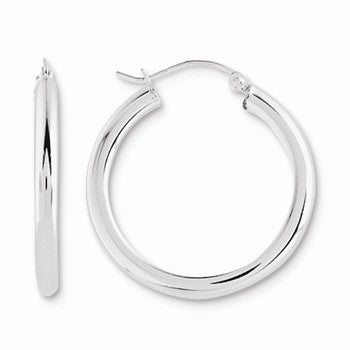 Sterling Silver Rhodium-plated 2.5mm Round Hoop Earrings