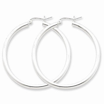Sterling Silver Rhodium-plated 2.5mm Round Hoop Earrings