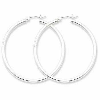 Sterling Silver Rhodium-plated 2.5mm Round Hoop Earrings
