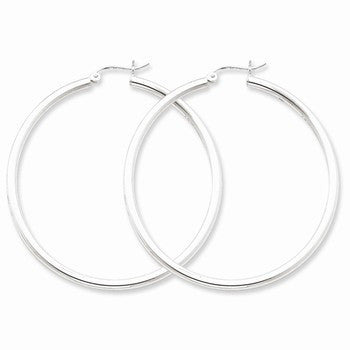 Sterling Silver Rhodium-plated 2.5mm Round Hoop Earrings