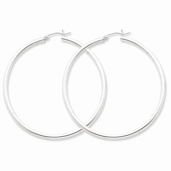 Sterling Silver Rhodium-plated 2.5mm Round Hoop Earrings