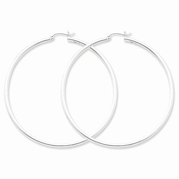 Sterling Silver Rhodium-plated 2.5mm Round Hoop Earrings