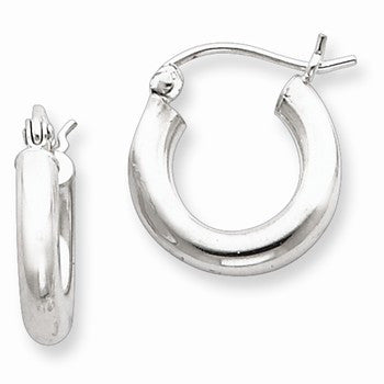 Sterling Silver Rhodium-plated 3mm Round Hoop Earrings