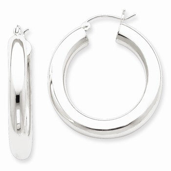 Sterling Silver Rhodium-plated 5.00mm Polished Hoop Earrings