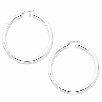 Sterling Silver Rhodium-plated 5.00mm Polished Hoop Earrings