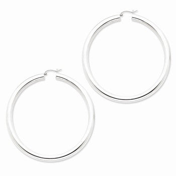 Sterling Silver Rhodium-plated 5mm Polished Hoop Earrings