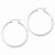 Sterling Silver Rhodium-plated 2mm Satin Diamond-cut Hoop Earrings