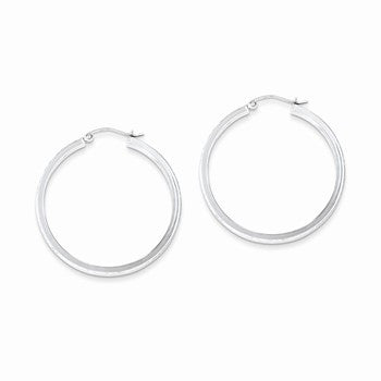 Sterling Silver Rhodium-plated In Out 3mm Diamond-cut Hoop Earrings