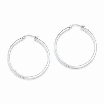 Sterling Silver Rhodium-plated In Out 3mm Diamond-cut Hoop Earrings