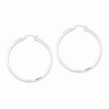 Sterling Silver Rhodium-plated In Out 3mm Diamond-cut Hoop Earrings