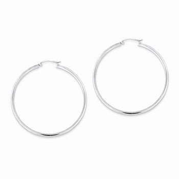 Sterling Silver Rhodium-plated In Out 3mm Diamond-cut Hoop Earrings