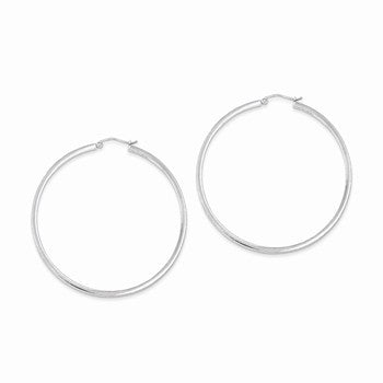 Sterling Silver Rhodium-plated In Out 3mm Diamond-cut Hoop Earrings