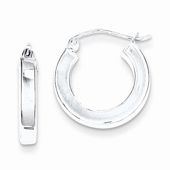 Sterling Silver Rhodium-plated Square Tube Hoop Earrings