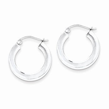 Sterling Silver Rhodium-plated Square Hoop Earrings