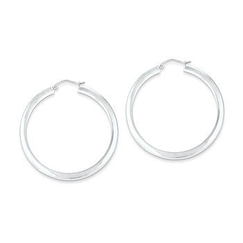 Sterling Silver Rhodium-plated Square Hoop Earrings