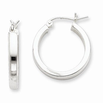 Sterling Silver Rhodium-plated Square Tube Hoop Earrings