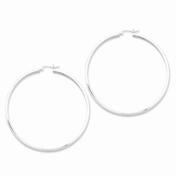 Sterling Silver Rhodium-plated Square Tube Hoop Earrings