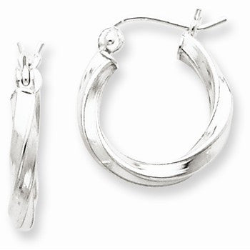 Sterling Silver Rhodium-plated Twisted Hoop Earrings