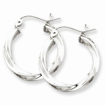 Sterling Silver Rhodium-plated 2.5mm Twisted Hoop Earrings