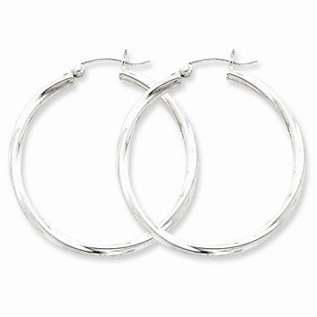Sterling Silver Rhodium-plated Twisted Hoop Earrings