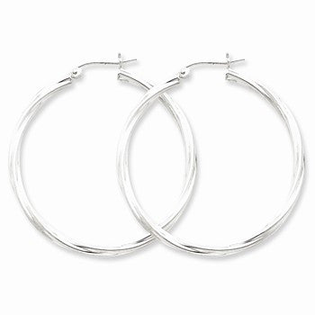 Sterling Silver Rhodium-plated Twisted Hoop Earrings
