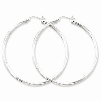 Sterling Silver Rhodium-plated Twisted Hoop Earrings