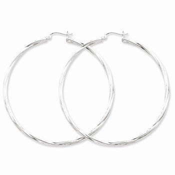 Sterling Silver Rhodium-plated Twisted Hoop Earrings