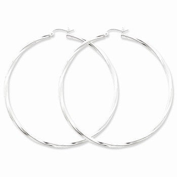 Sterling Silver Rhodium-plated Twisted Hoop Earrings
