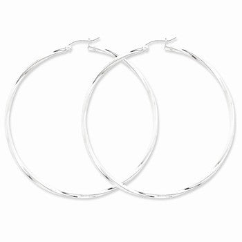 Sterling Silver Rhodium-plated Twisted Hoop Earrings