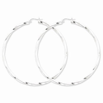 Sterling Silver Rhodium-plated Twisted Hoop Earrings