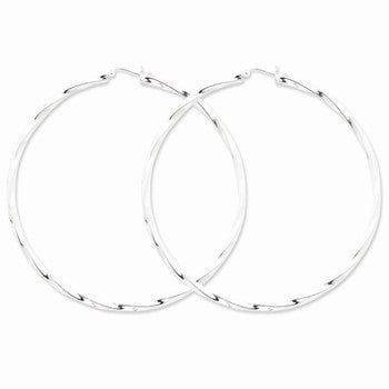 Sterling Silver Rhodium-plated Twisted Hoop Earrings