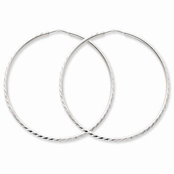 Sterling Silver Diamond-cut Hoop Earrings