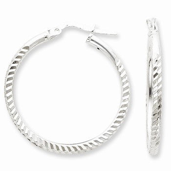 Sterling Silver 30mm diameter Hoops Earrings