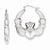Sterling Silver Rhodium-plated Polished & Satin Claddagh Hoop Earrings