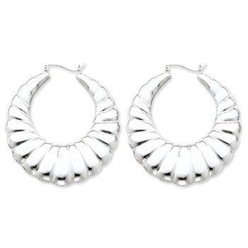 Sterling Silver Fancy Hoop Earrings