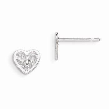 Sterling Silver Filigree Heart Earrings