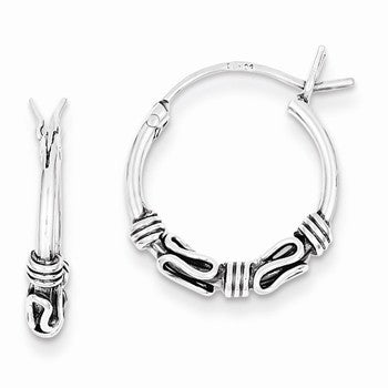 Sterling Silver Antiqued Hoop Earrings