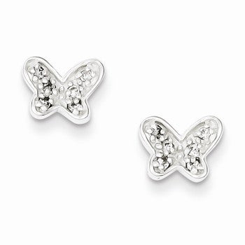 Sterling Silver CZ Butterfly Earrings