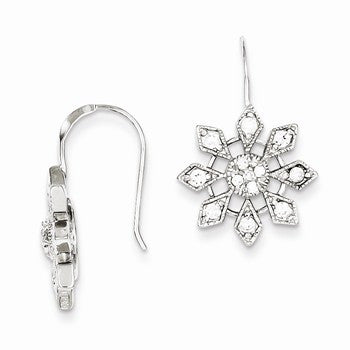 Sterling Silver CZ Snowflake Earrings