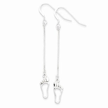 Sterling Silver Dangling Footprints Earrings