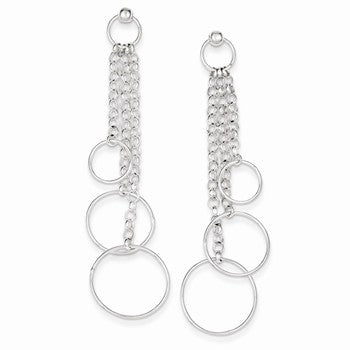 Sterling Silver Circle Dangle Post Earrings