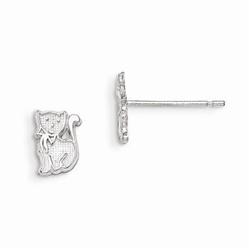 Sterling Silver Cat Mini Earrings