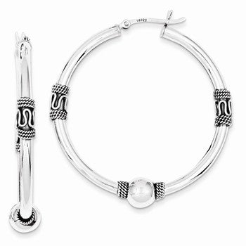 Sterling Silver Antiqued Hoop Earrings
