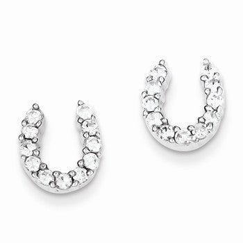 Sterling Silver CZ Horseshoe Post Earrings