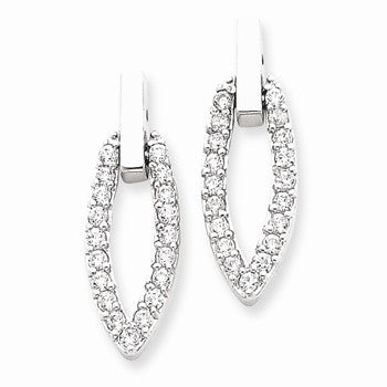 Sterling Silver CZ Dangle Post Earrings