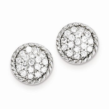 Sterling Silver Round CZ Post Earrings