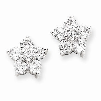 Sterling Silver CZ Flower Post Earrings