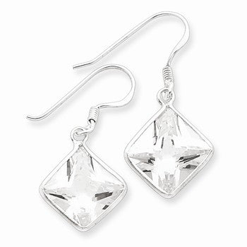 Sterling Silver Square Clear CZ Earrings